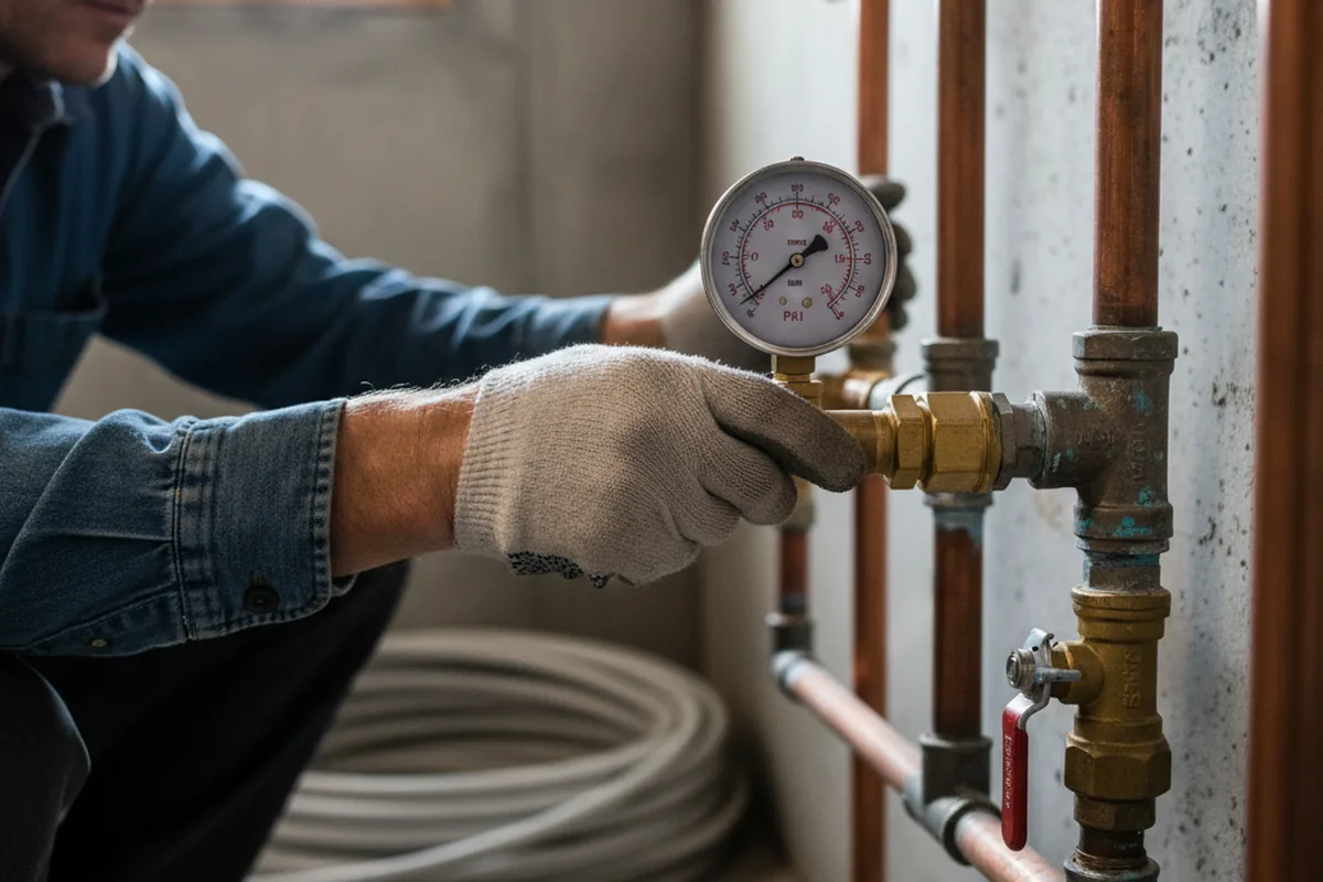 Pressure testing a repaired line during Water Line Repair in Binghamton